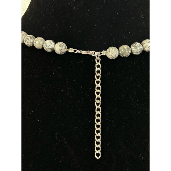 Handmade Gray Picasso Jasper Necklace, Adjustable, With a Silver Extender - Picture 5 of 6